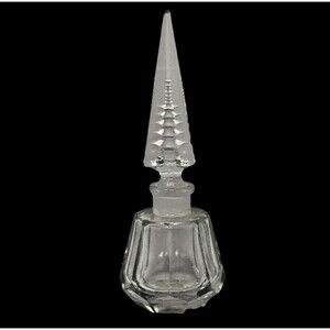 Ucagco Glass PAGODA Perfume Bottle VTG 50s Hand Cut Japan 6" Vanity Optic Art